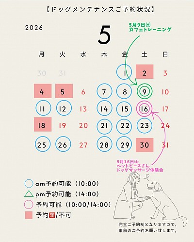 ドッグメンテナンスご予約状況